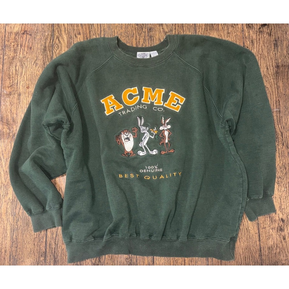 Vintage Warner Bros  ACME  Trading Green Sweatshirt 1993 Size XL
